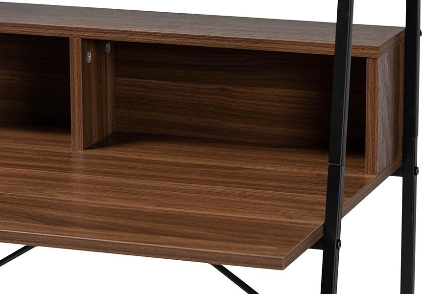 Wholesale Interiors Desks - Palmira Modern Industrial Walnut Brown Wood and Black Metal Desk with Shelves