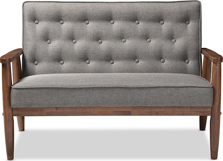Wholesale Interiors Loveseats - Sorrento Mid-century Retro Modern Grey Fabric Upholstered Wooden 2-seater Loveseat