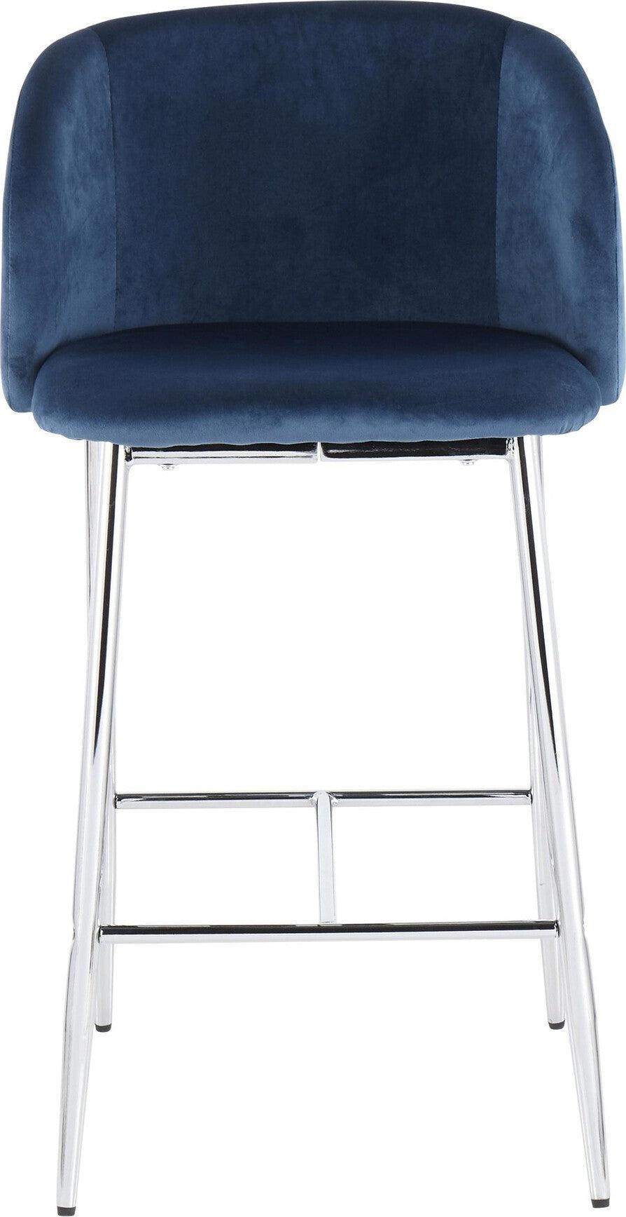 Lumisource Barstools - Fran Counter Stool Chrome & Blue (Set of 2)