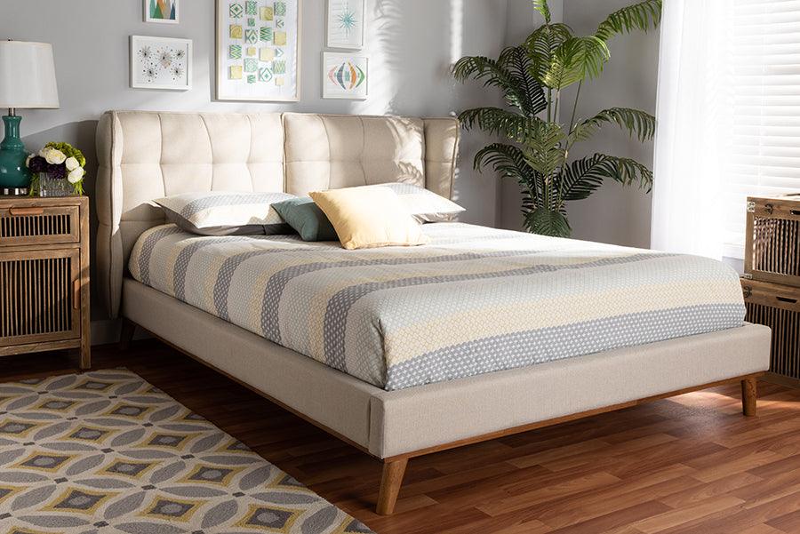 Wholesale Interiors Beds - Gretchen King Bed Light beige & Walnut brown