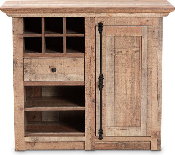 Wholesale Interiors Buffets & Sideboards - Albert Farmhouse Rustic Oak Finished Wood 1-Door Dining Room Sideboard Buffet Oak Brown