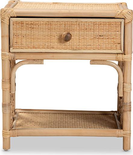 Wholesale Interiors Nightstands & Side Tables - Camara Modern Bohemian Natural Brown Rattan 1-Drawer Nightstand