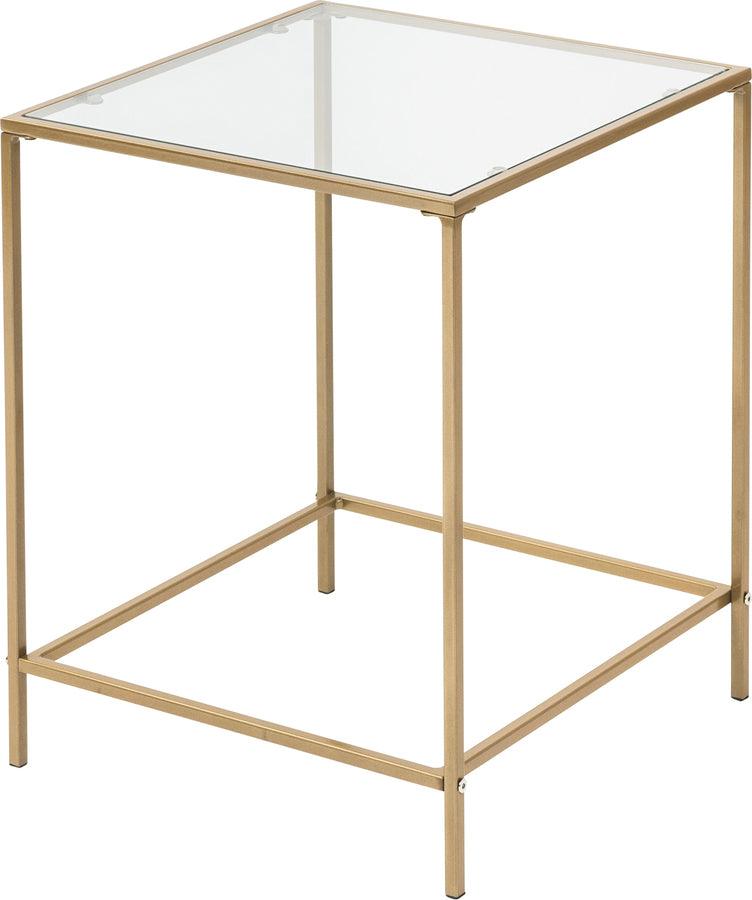 Euro Style Side & End Tables - Arvi 18" Square Side Table Clear & Brass