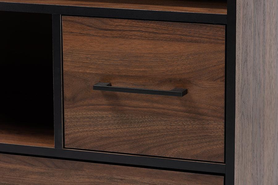 Wholesale Interiors Bookcases & Display Units - Charis Modern and Transitional Two-Tone Walnut Brown and Black Finished Wood 1-Drawer Bookcase