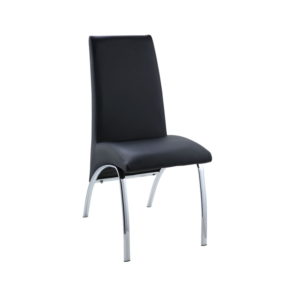 ACME Dining Chairs - ACME Pervis Side Chair (Set-2), Black PU & Chrome