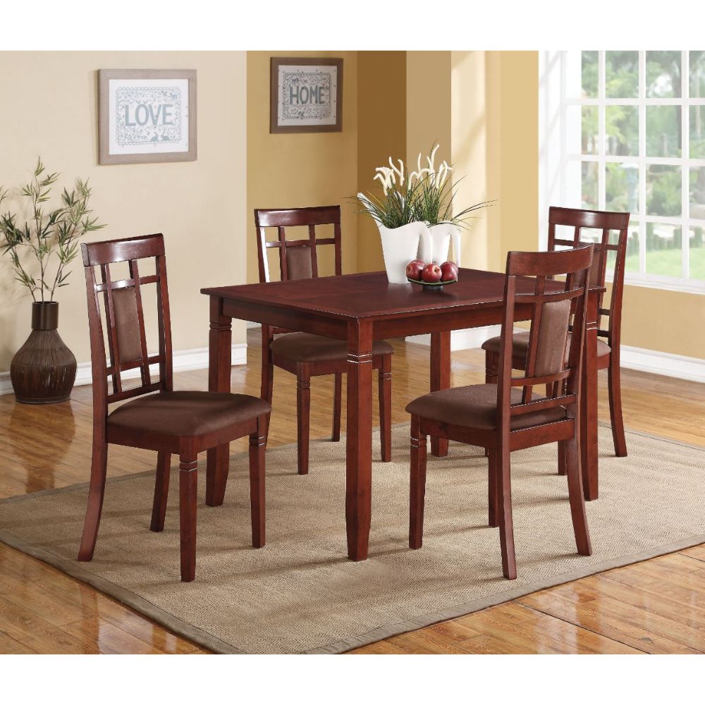 ACME Furniture Dining Chairs - Sonata 5Pc Pack Dining Set, Cherry & Chocolate Mfb