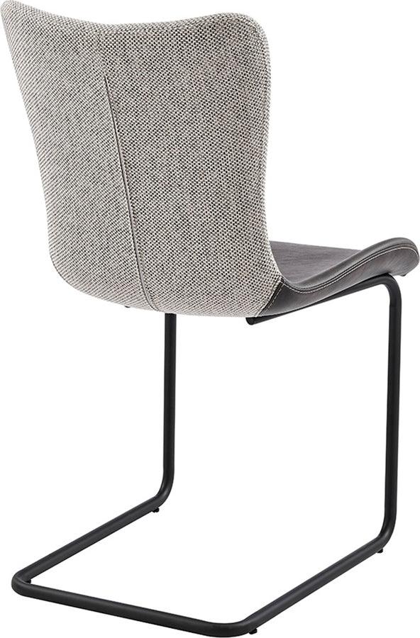 Euro Style Dining Chairs - Juni Side Chair in Light Gray Fabric and Dark Gray Leatherette with Matte Black Base - Set of 2