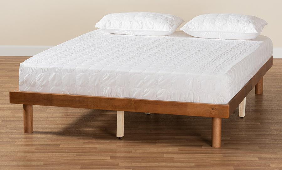 Wholesale Interiors Beds - Winston Mid-Century Modern Walnut Brown Finished Wood Queen Size Platform Bed frame