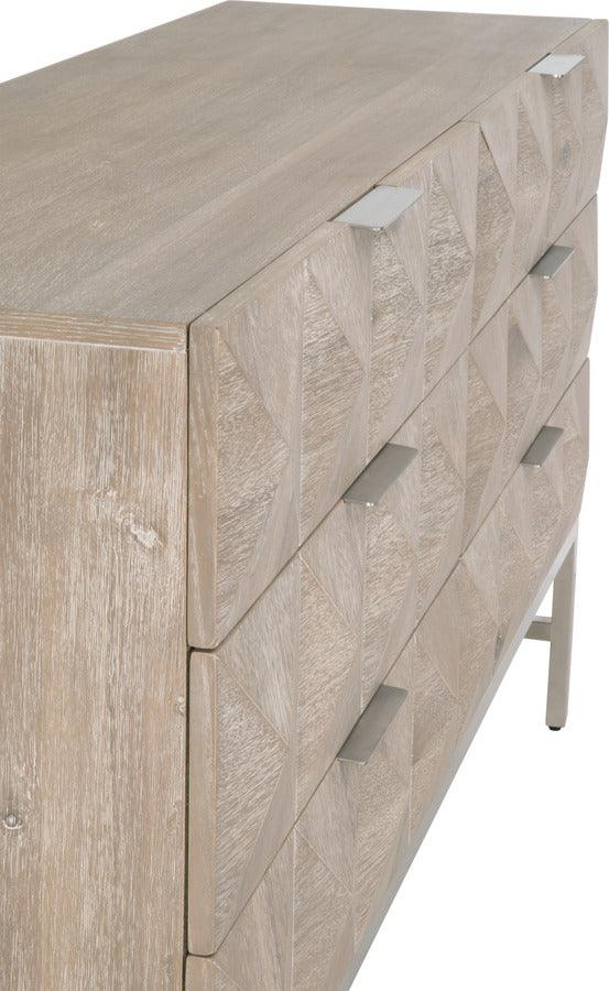 Essentials For Living Dressers - Atlas 6-Drawer Double Dresser Natural Gray Acacia, Brushed Stainless Steel