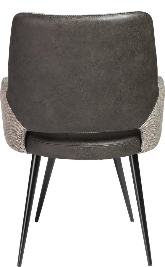Euro Style Dining Chairs - Desi Armchair in Light Gray Fabric and Dark Gray Leatherette with Black Base