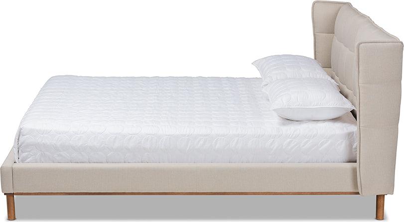 Wholesale Interiors Beds - Gretchen King Bed Light beige & Walnut brown