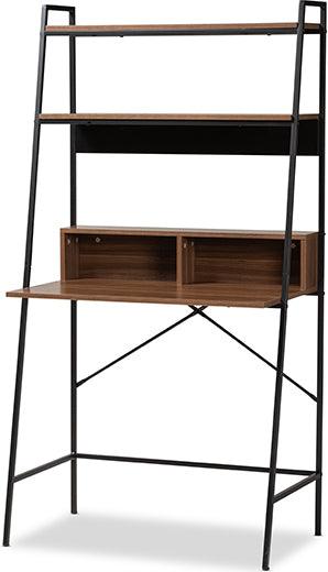 Wholesale Interiors Desks - Palmira Modern Industrial Walnut Brown Wood and Black Metal Desk with Shelves