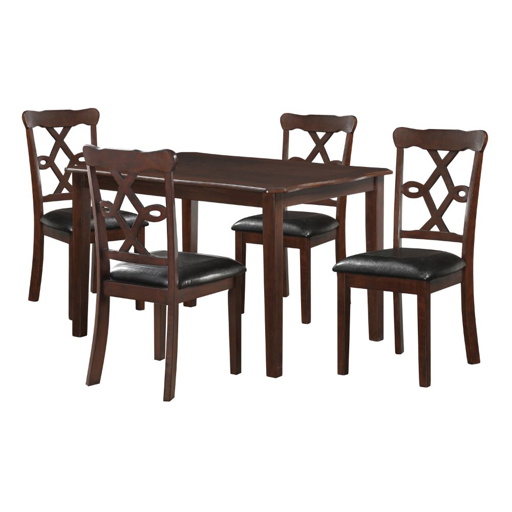 The Fulfiller Dining Chairs - Ingeborg 5Pc Pack Dining Set, Black PU & Espresso