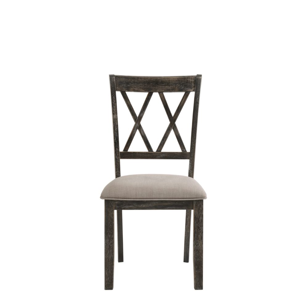 ACME Dining Chairs - ACME Claudia II Side Chair (Set-2), Fabric & Weathered Gray