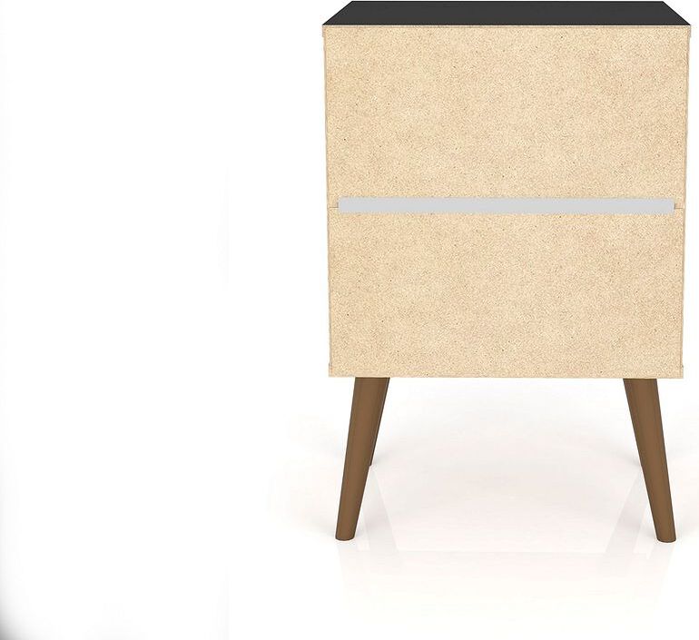 Manhattan Comfort Nightstands & Side Tables - Liberty Mid-Century - Modern Nightstand 2.0 with 2 Full Extension Drawers in Black