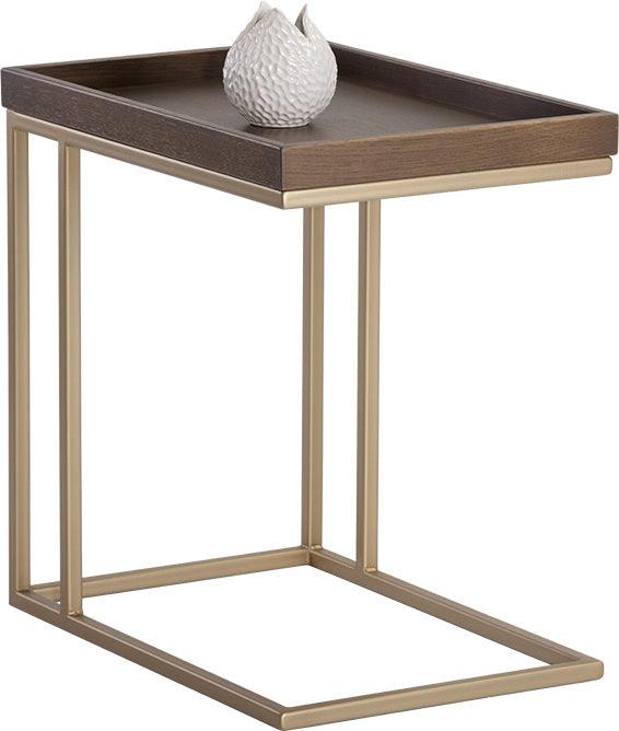 SUNPAN Side & End Tables - Arden C-Shaped End Table - Gold - Raw Umber