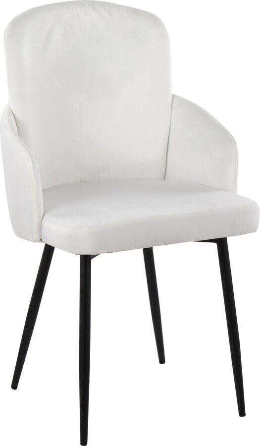 Lumisource Dining Chairs - Dahlia Contemporary Dining Chair In Black Metal & Cream Velvet With Gold Accent (Set of 2)