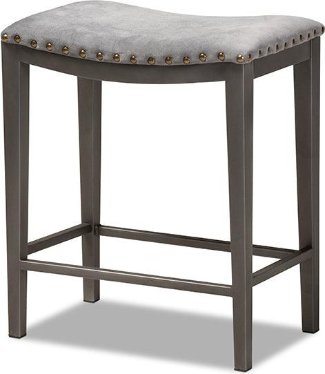 Wholesale Interiors Dining Sets - Noll Modern and Contemporary Grey Fabric Upholstered 3-Piece Multipurpose Metal Counter Table Set