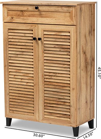 Wholesale Interiors Shoe Storage - Coolidge Oak Brown Finished Wood 5-Shelf Shoe Storage Cabinet