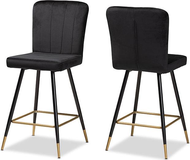 Wholesale Interiors Barstools - PrestonTwo-Tone Black and Gold Finished Metal 2-Piece Bar Stool Set