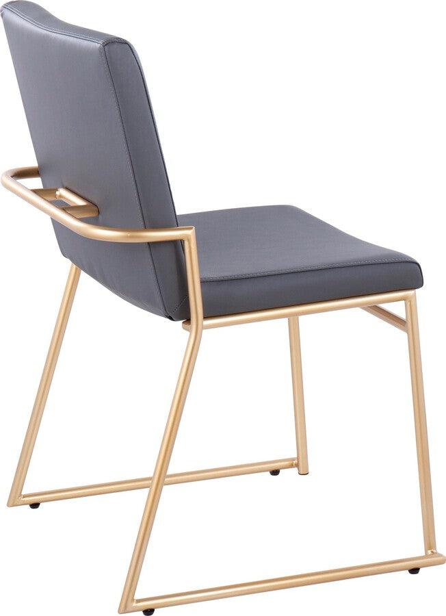 Lumisource Dining Chairs - Dutchess Contemporary Dining Chair In Gold Steel & Grey Faux Leather (Set of 2)