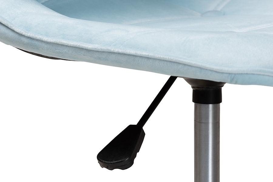 Wholesale Interiors Task Chairs - Kabira Contemporary Glam and Luxe Aqua Velvet Fabric and Gold Metal Swivel Office chair