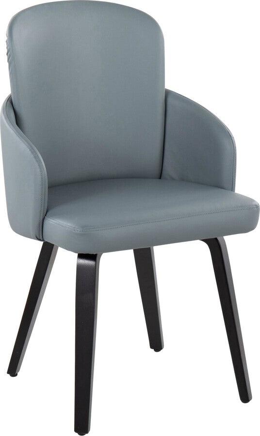 Lumisource Dining Chairs - Dahlia Contemporary Dining Chair In Black Wood & Grey Faux Leather With Chrome Accent (Set of 2)