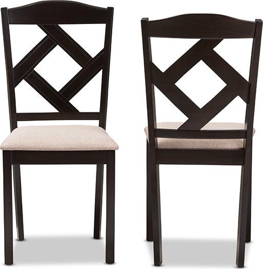 Wholesale Interiors Dining Chairs - Ruth Contemporary Beige Fabric Upholstered and Brown Finished Dining Chair (Set of 2)