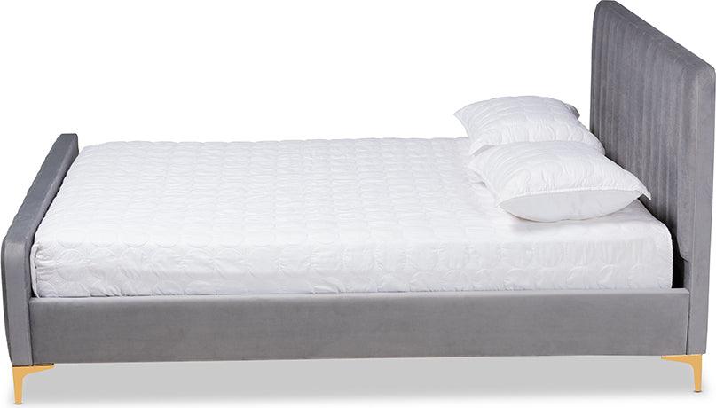 Wholesale Interiors Beds - Nami Queen Bed Light Gray & Gold
