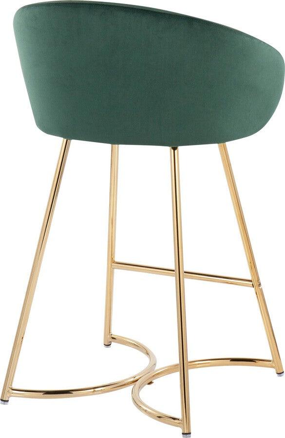 Lumisource Barstools - Cece /Glam Counter Stool In Gold Steel & Green Velvet (Set of 2)