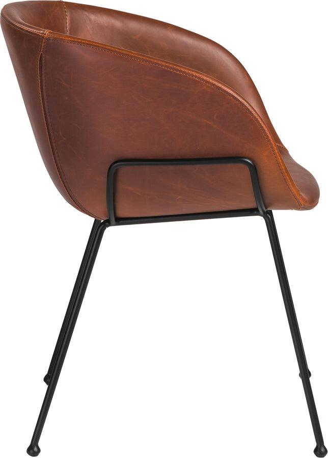 Euro Style Dining Chairs - Zach Armchair Dark Brown & Matte Black- Set of 2
