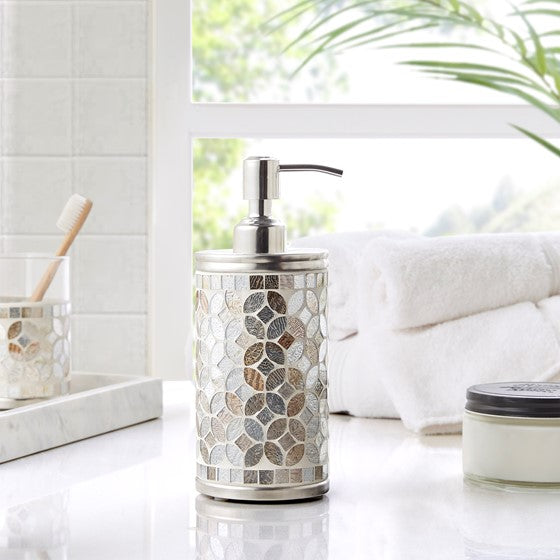 Olliix.com Bath Accessories - Mosaic Glass Lotion Pump Silver