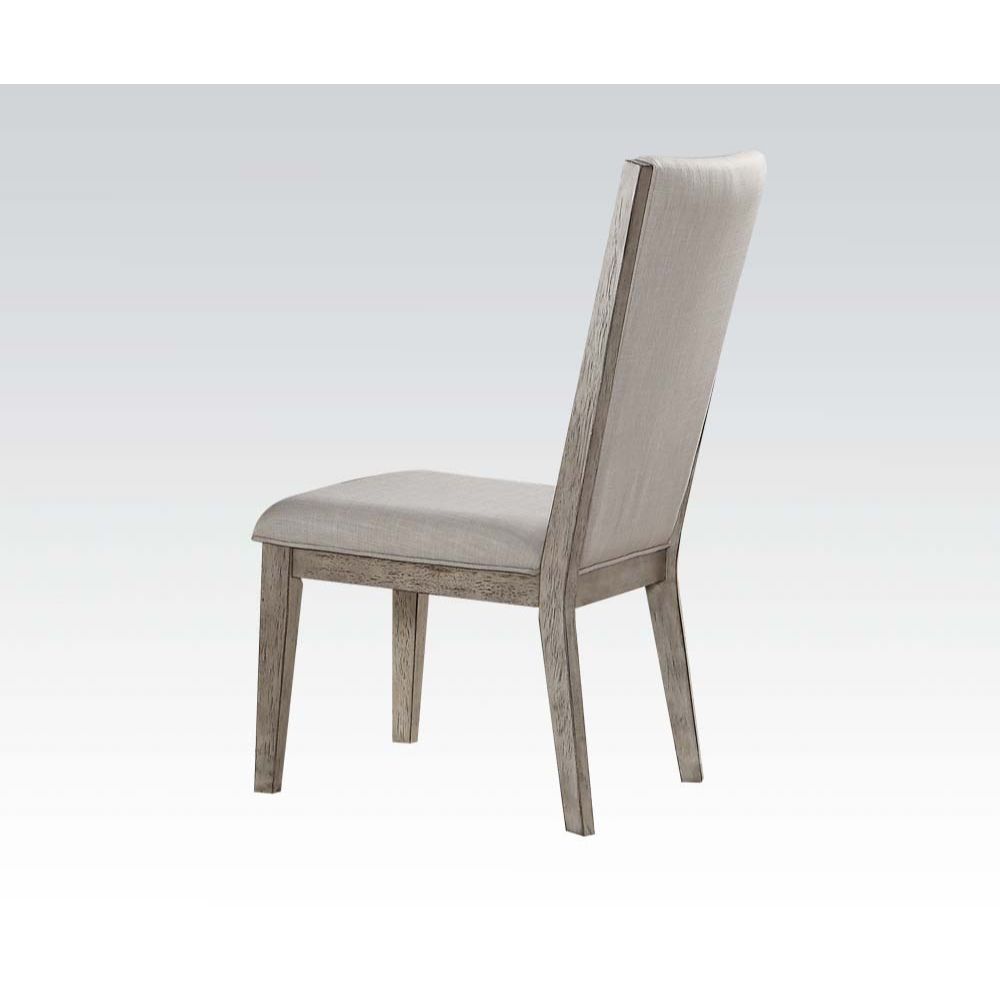 ACME Dining Chairs - ACME Rocky Side Chair (Set-2), Fabric & Gray Oak