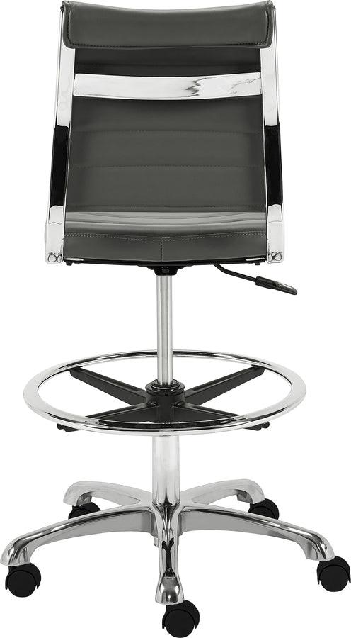 Euro Style Barstools - Axel Adjustable Height Drafting Stool in Gray with Aluminum Base 46" H