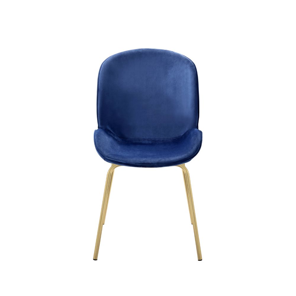 ACME Dining Chairs - ACME Chuchip Side Chair (Set-2), Blue Velvet & Gold