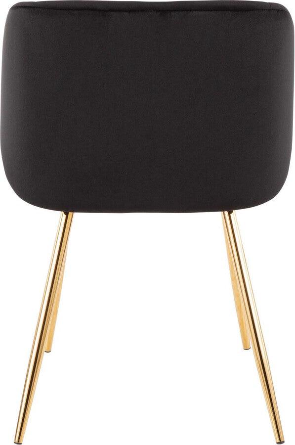 Lumisource Dining Chairs - Fran Contemporary Chair in Gold Metal and Black Velvet - Set of 2