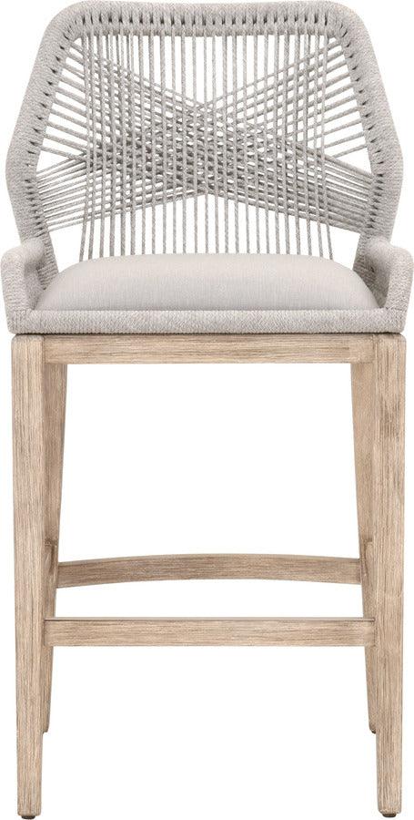 Essentials For Living Barstools - Loom Barstool Taupe & White Flat Rope, Pumice, Natural Gray Mahogany