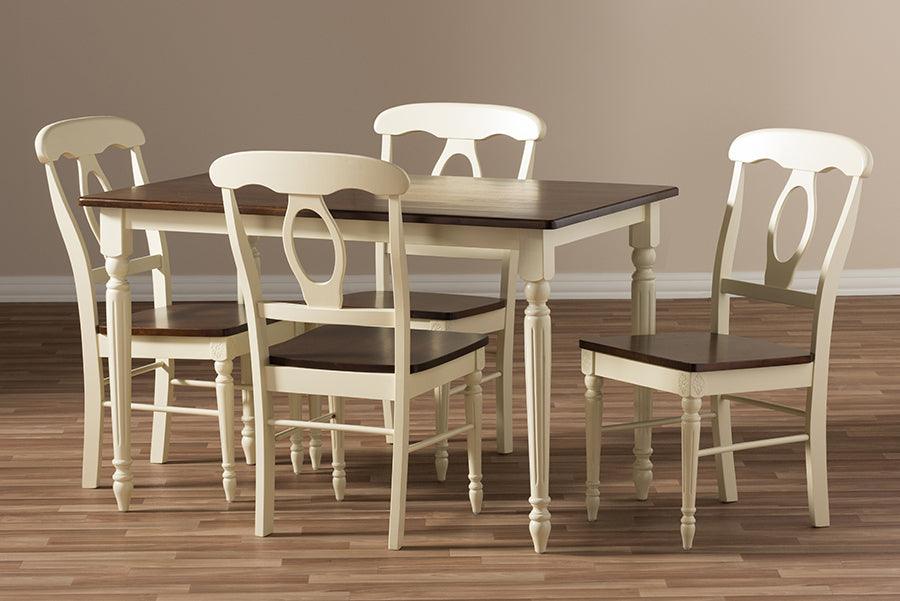 Wholesale Interiors Dining Sets - Napoleon Buttermilk & "Cherry" Brown Finishing Wood 5-Piece Dining Set