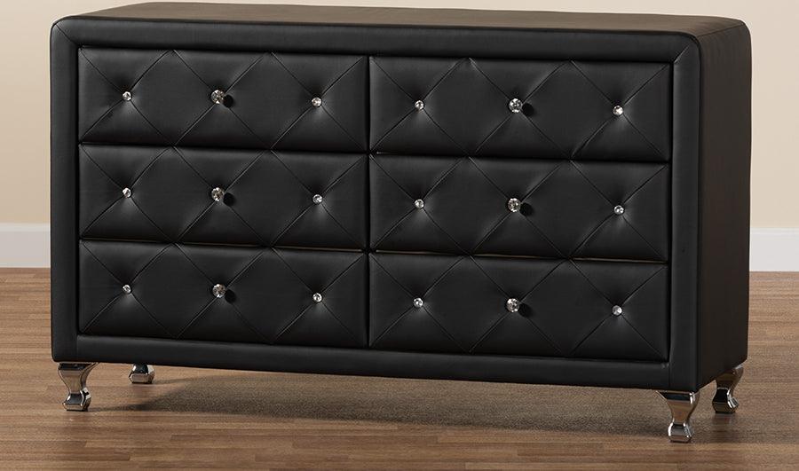 Wholesale Interiors Dressers - Luminescence Black Faux Leather Upholstered Dresser