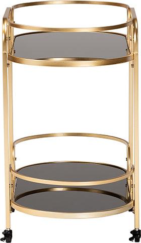 Wholesale Interiors Bar Units & Wine Cabinets - Leighton Contemporary Glam and Luxe Gold Metal and Tempered Glass 2-Tier Wine Cart