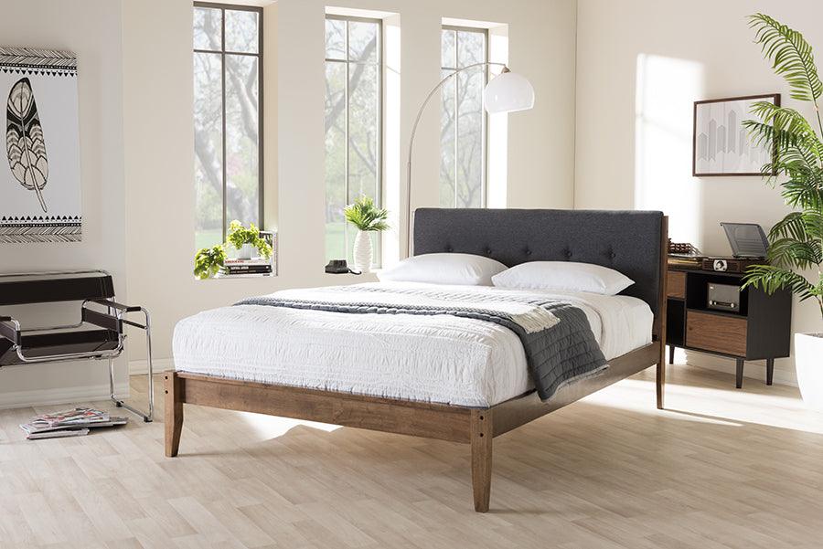 Wholesale Interiors Beds - Leyton King Bed Gray/Walnut Brown