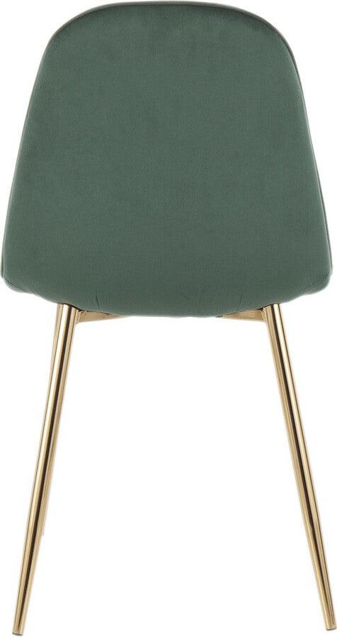 Lumisource Dining Chairs - Pebble Contemporary Chair in Gold Steel and Green Velvet - Set of 2