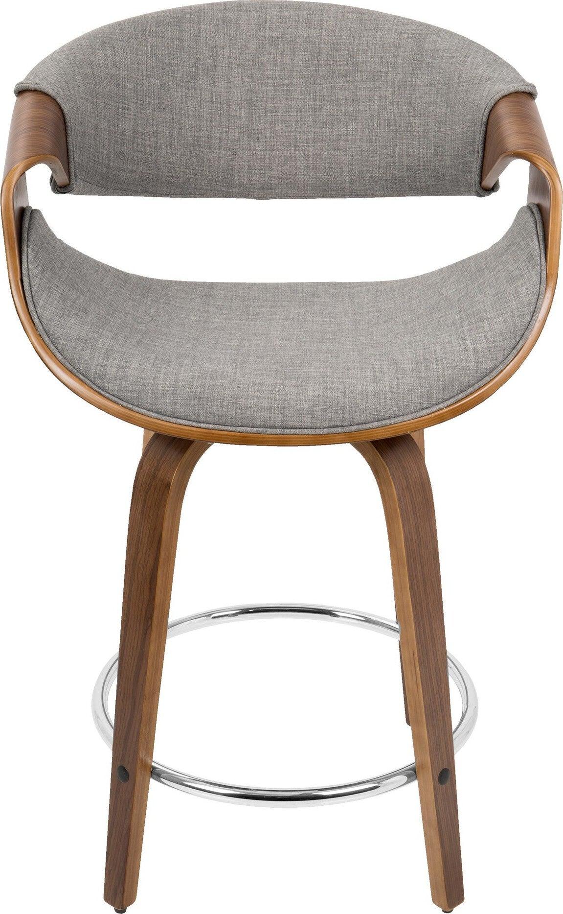 Lumisource Barstools - Curvini 24'' Counter Stool Walnut & Light Gray (Set of 2)