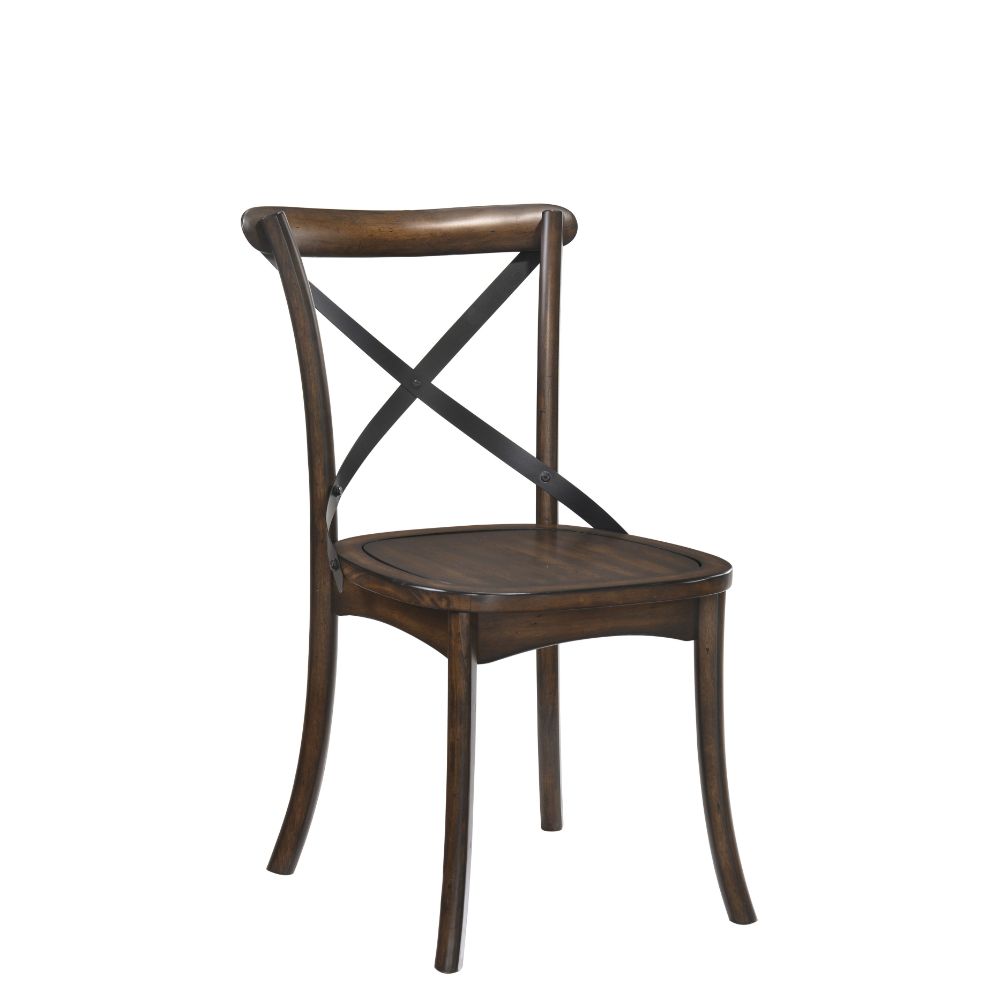 ACME Dining Chairs - ACME Kaelyn Side Chair (Set-2), Dark Oak & Black