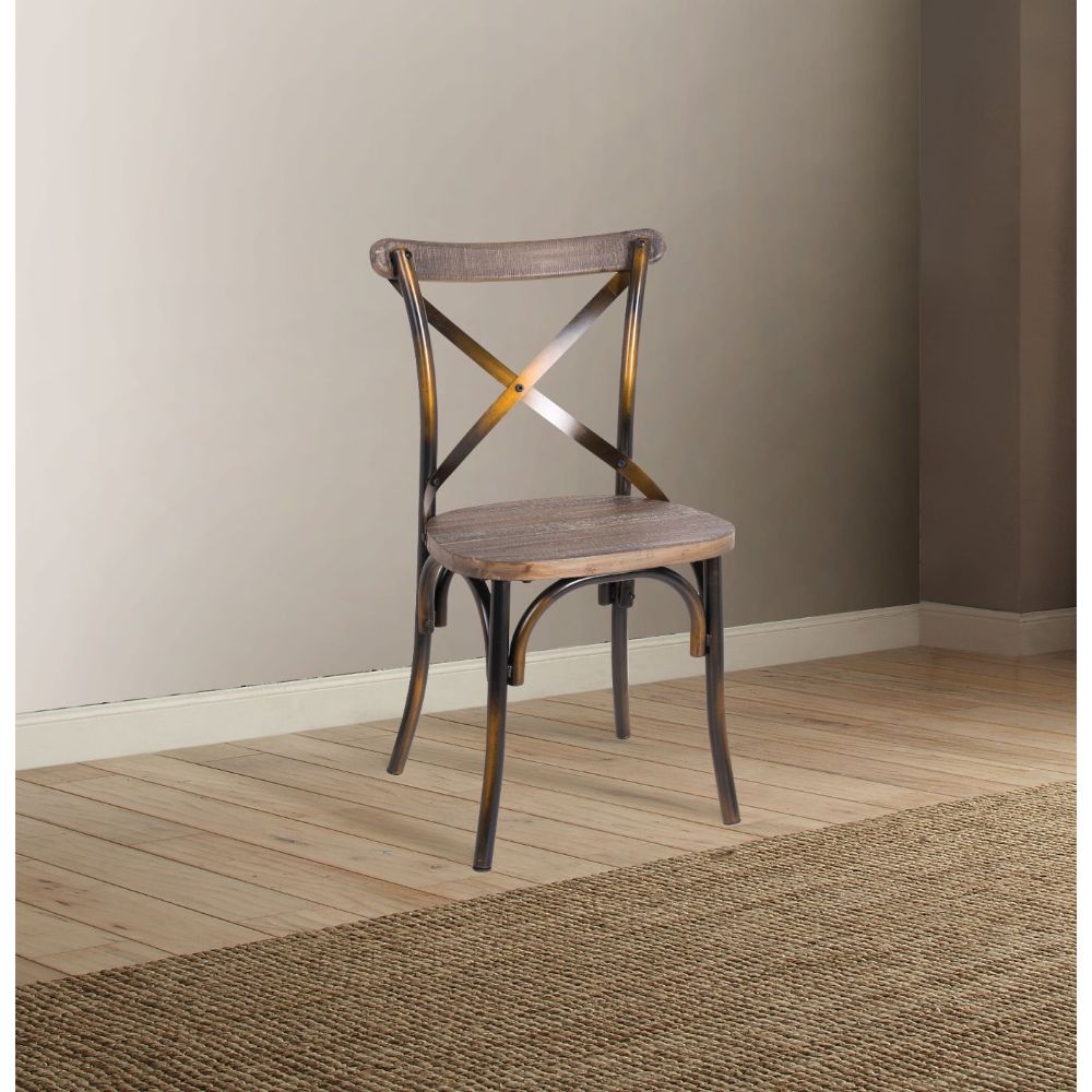 ACME Dining Chairs - ACME Zaire Side Chair (1Pc), Antique Copper & Antique Oak