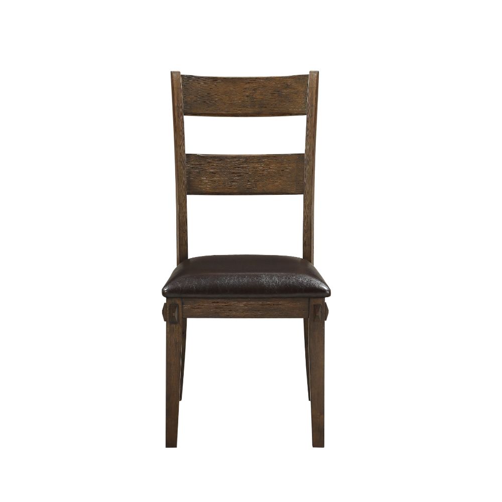 ACME Dining Chairs - ACME Nabirye Side Chair (Set-2), PU & Dark Oak