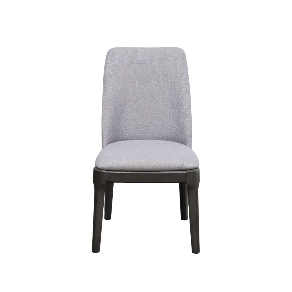 ACME Dining Chairs - ACME Madan Side Chair (Set-2), Light Gray Linen & Gray Oak