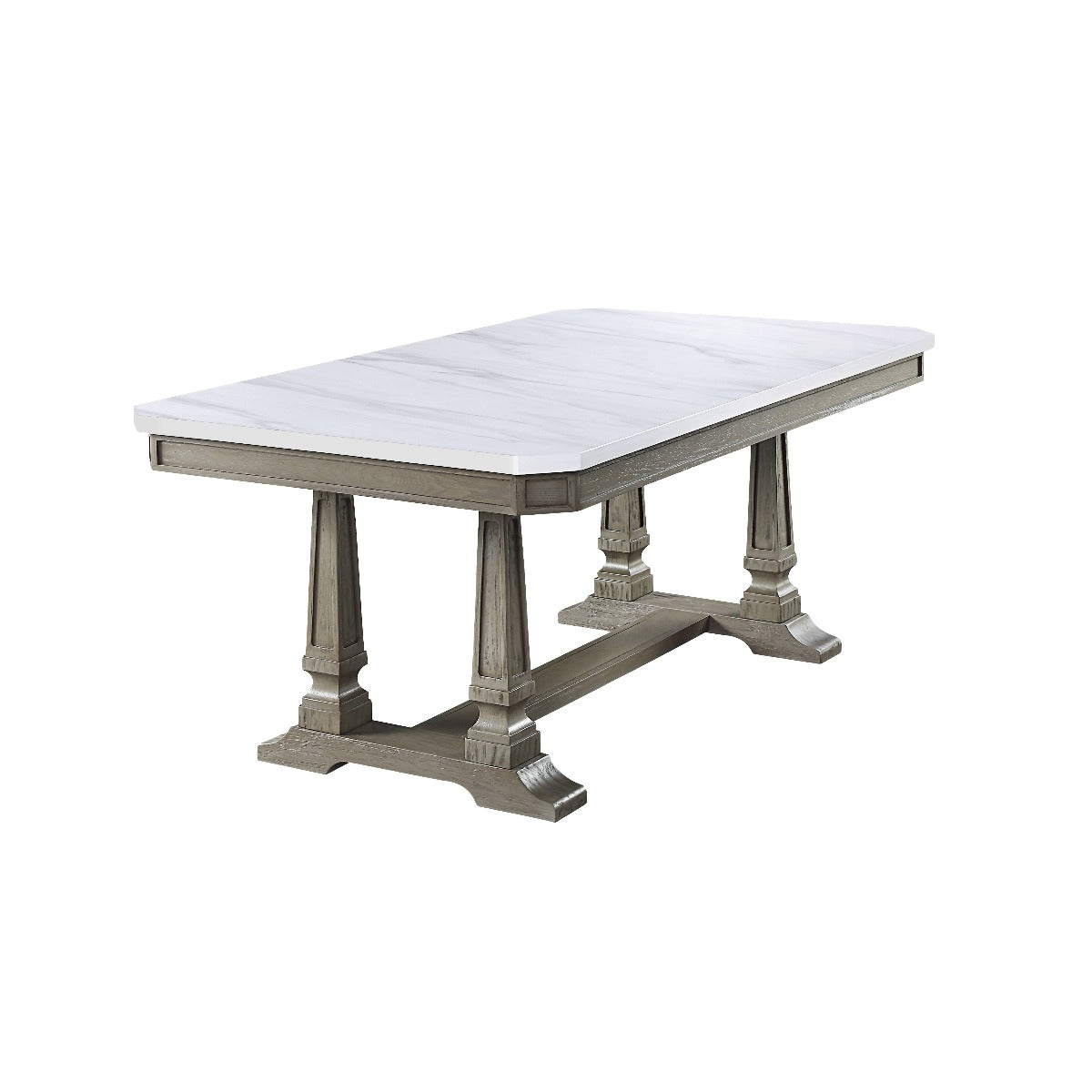ACME Furniture Dining Tables - ACME Zumala Dining Table, Marble & Weathered Oak Finish