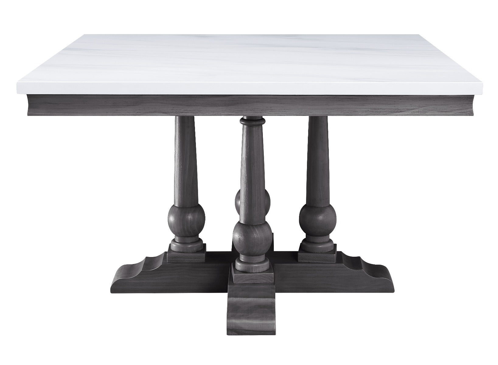 ACME Furniture Dining Tables - ACME Yabeina Square Dining Table , Marble Top & Gray Oak Finish