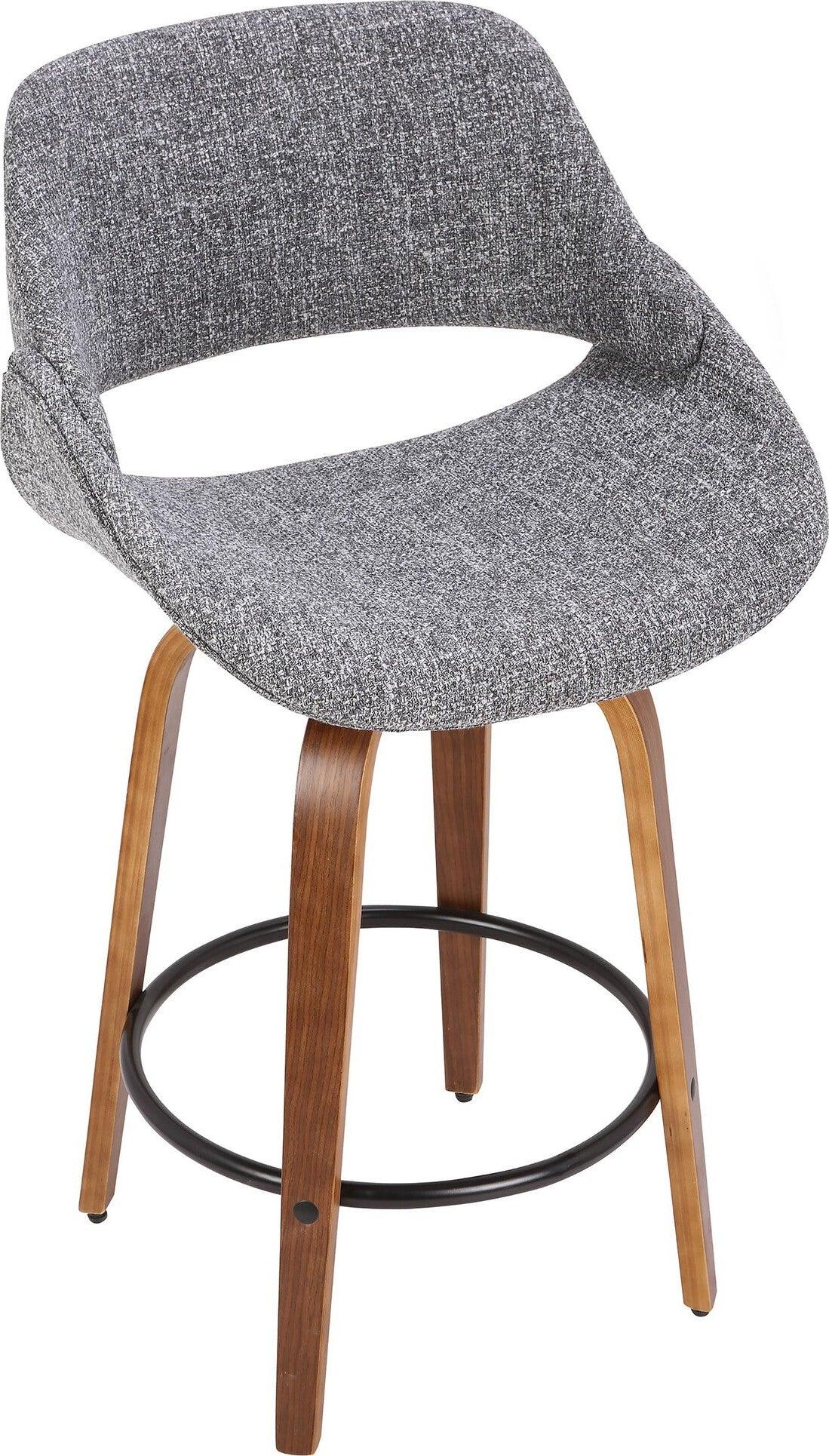 Lumisource Barstools - Fabrico Counter Stool Walnut & Gray (Set of 2)